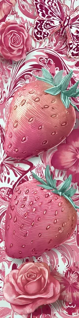 Free strawberry bookmark featuring two chunky pink strawberries